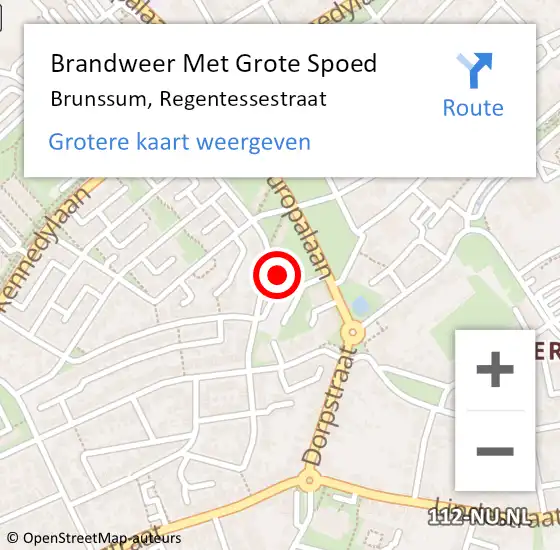 Locatie op kaart van de 112 melding: Brandweer Met Grote Spoed Naar Brunssum, Regentessestraat op 30 maart 2016 19:02