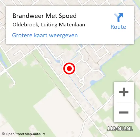 Locatie op kaart van de 112 melding: Brandweer Met Spoed Naar Oldebroek, Luiting Matenlaan op 30 maart 2016 19:42