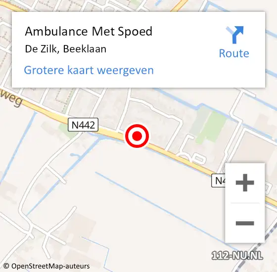 Locatie op kaart van de 112 melding: Ambulance Met Spoed Naar De Zilk, Beeklaan op 10 december 2013 13:46