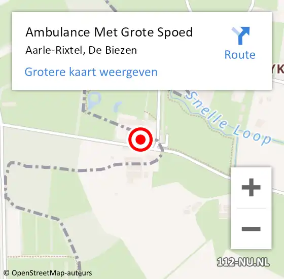 Locatie op kaart van de 112 melding: Ambulance Met Grote Spoed Naar Aarle-Rixtel, De Biezen op 30 maart 2016 20:46
