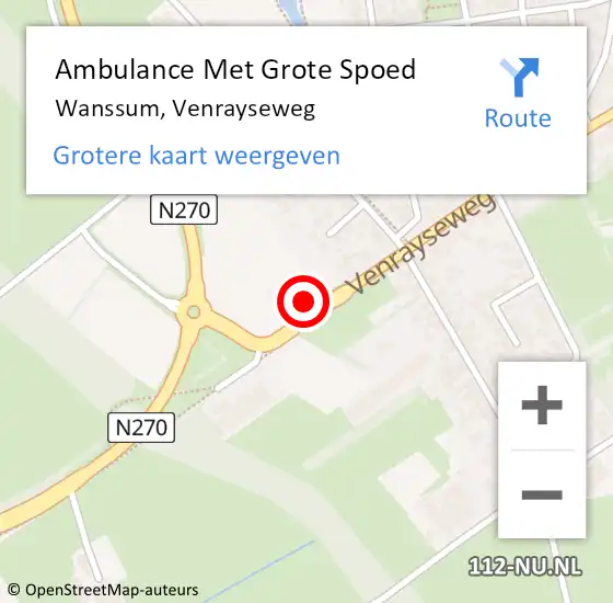 Locatie op kaart van de 112 melding: Ambulance Met Grote Spoed Naar Wanssum, Venrayseweg op 30 maart 2016 20:54