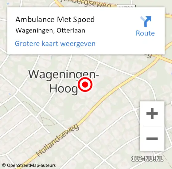 Locatie op kaart van de 112 melding: Ambulance Met Spoed Naar Wageningen, Otterlaan op 30 maart 2016 21:16