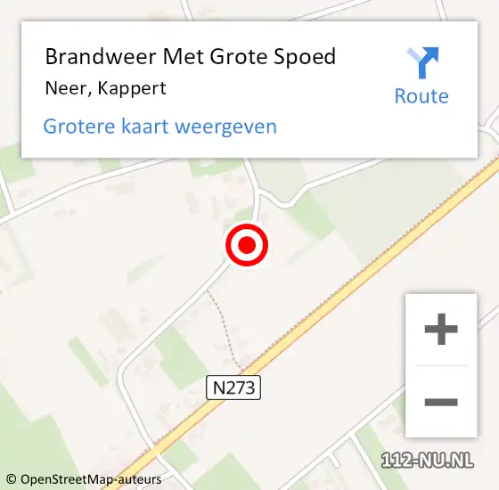 Locatie op kaart van de 112 melding: Brandweer Met Grote Spoed Naar Neer, Kappert op 30 maart 2016 21:17