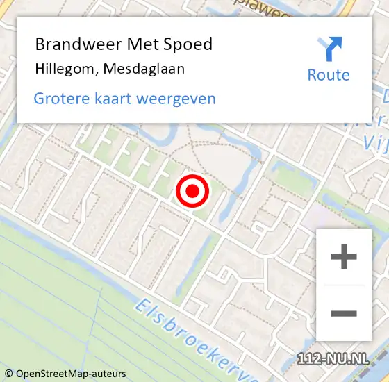 Locatie op kaart van de 112 melding: Brandweer Met Spoed Naar Hillegom, Mesdaglaan op 30 maart 2016 21:22