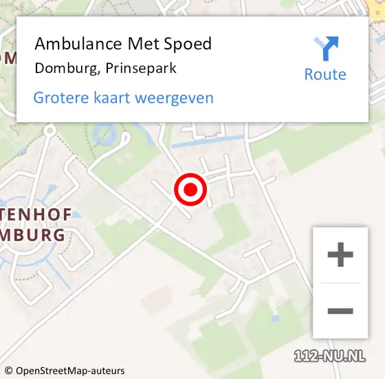 Locatie op kaart van de 112 melding: Ambulance Met Spoed Naar Domburg, Prinsepark op 30 maart 2016 21:45