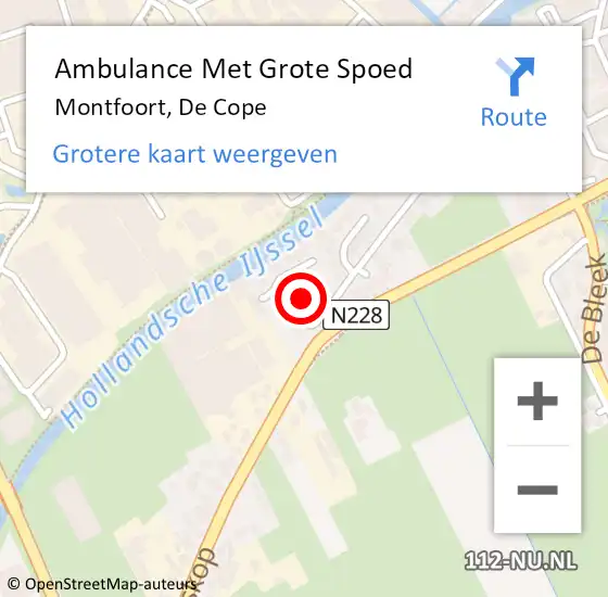 Locatie op kaart van de 112 melding: Ambulance Met Grote Spoed Naar Montfoort, De Cope op 31 maart 2016 03:48