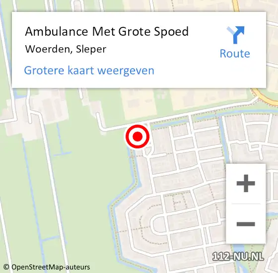 Locatie op kaart van de 112 melding: Ambulance Met Grote Spoed Naar Woerden, Sleper op 31 maart 2016 05:19