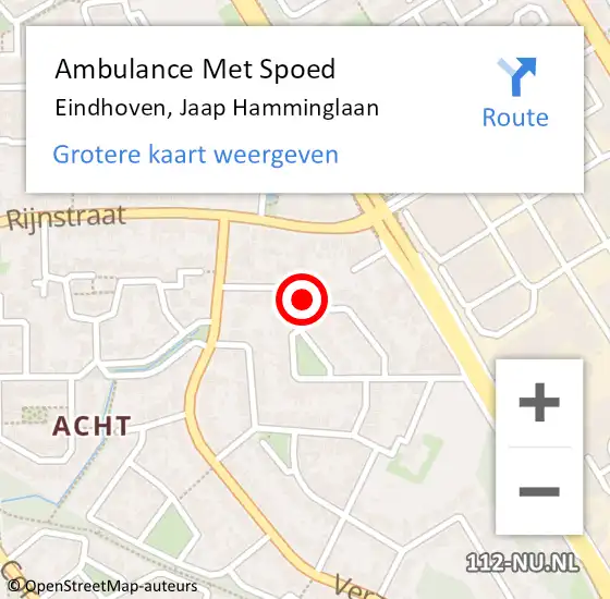 Locatie op kaart van de 112 melding: Ambulance Met Spoed Naar Eindhoven, Jaap Hamminglaan op 31 maart 2016 05:52