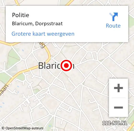 Locatie op kaart van de 112 melding: Politie Blaricum, Dorpsstraat op 31 maart 2016 06:36