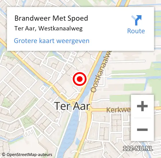 Locatie op kaart van de 112 melding: Brandweer Met Spoed Naar Ter Aar, Westkanaalweg op 31 maart 2016 07:51