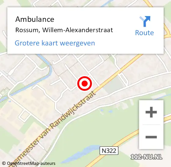 Locatie op kaart van de 112 melding: Ambulance Rossum, Willem-Alexanderstraat op 31 maart 2016 08:03