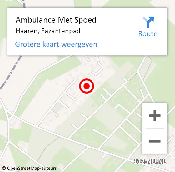 Locatie op kaart van de 112 melding: Ambulance Met Spoed Naar Haaren, Fazantenpad op 31 maart 2016 08:11