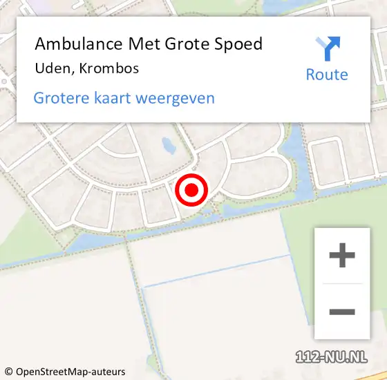 Locatie op kaart van de 112 melding: Ambulance Met Grote Spoed Naar Uden, Krombos op 31 maart 2016 08:36