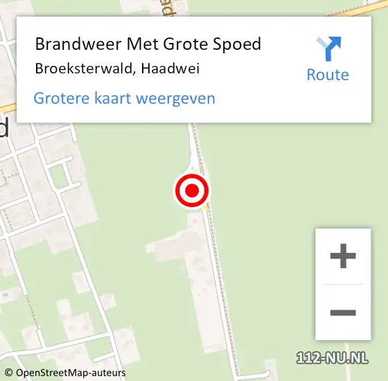 Locatie op kaart van de 112 melding: Brandweer Met Grote Spoed Naar Broeksterwald, Haadwei op 31 maart 2016 08:59