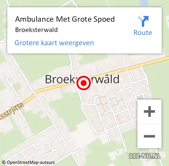 Locatie op kaart van de 112 melding: Ambulance Met Grote Spoed Naar Broeksterwald op 31 maart 2016 09:03