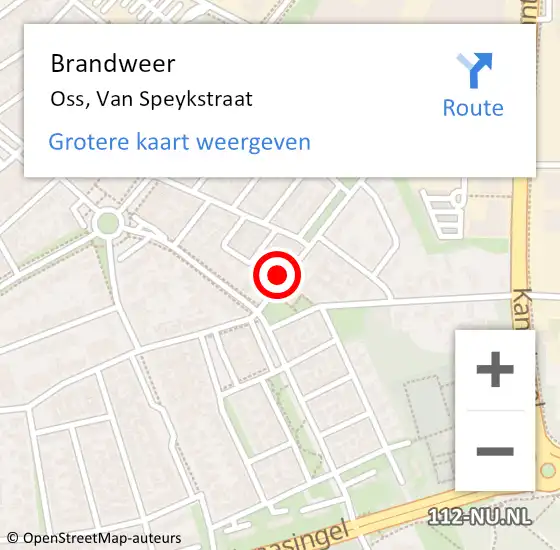 Locatie op kaart van de 112 melding: Brandweer Oss, Van Speykstraat op 31 maart 2016 09:04