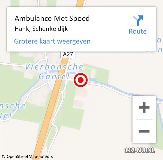 Locatie op kaart van de 112 melding: Ambulance Met Spoed Naar Hank, Schenkeldijk op 31 maart 2016 09:21