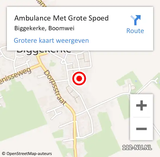 Locatie op kaart van de 112 melding: Ambulance Met Grote Spoed Naar Biggekerke, Boomwei op 31 maart 2016 09:57