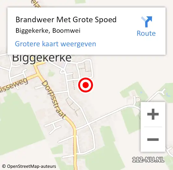 Locatie op kaart van de 112 melding: Brandweer Met Grote Spoed Naar Biggekerke, Boomwei op 31 maart 2016 09:57