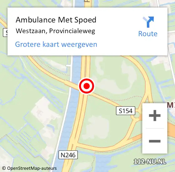 Locatie op kaart van de 112 melding: Ambulance Met Spoed Naar Westzaan, Provincialeweg op 31 maart 2016 10:40