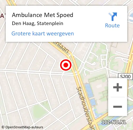 Locatie op kaart van de 112 melding: Ambulance Met Spoed Naar Den Haag, Statenplein op 31 maart 2016 11:31