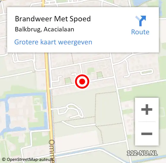 Locatie op kaart van de 112 melding: Brandweer Met Spoed Naar Balkbrug, Acacialaan op 31 maart 2016 15:51