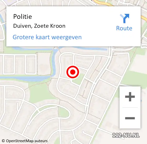 Locatie op kaart van de 112 melding: Politie Duiven, Zoete Kroon op 31 maart 2016 16:26