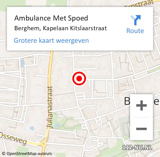 Locatie op kaart van de 112 melding: Ambulance Met Spoed Naar Berghem, Kapelaan Kitslaarstraat op 31 maart 2016 16:35