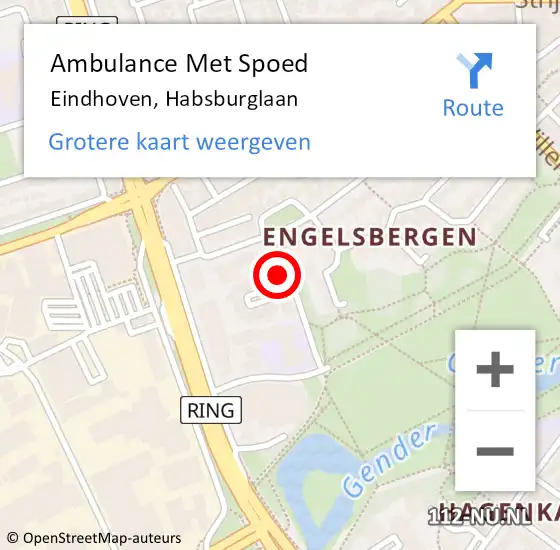 Locatie op kaart van de 112 melding: Ambulance Met Spoed Naar Eindhoven, Habsburglaan op 31 maart 2016 17:33