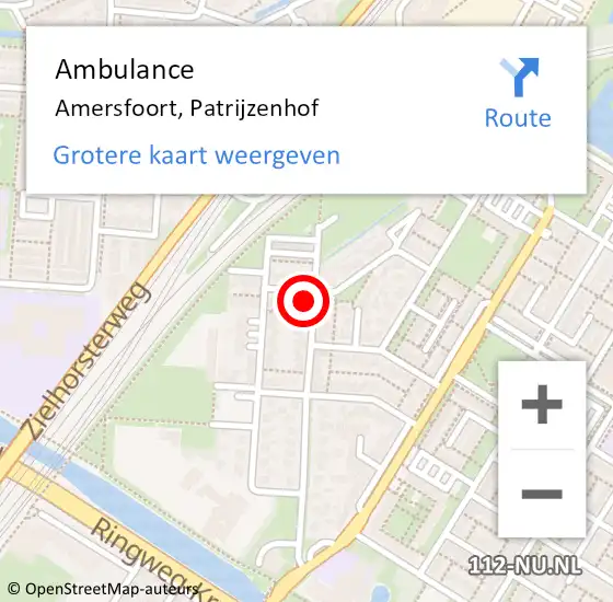 Locatie op kaart van de 112 melding: Ambulance Amersfoort, Patrijzenhof op 31 maart 2016 18:03