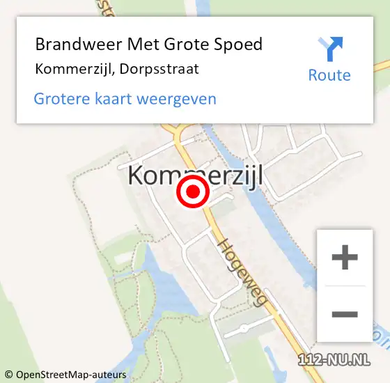 Locatie op kaart van de 112 melding: Brandweer Met Grote Spoed Naar Kommerzijl, Dorpsstraat op 31 maart 2016 18:23