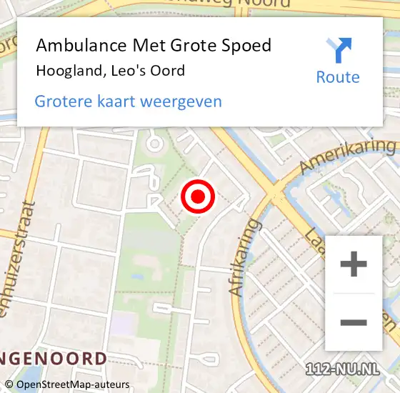 Locatie op kaart van de 112 melding: Ambulance Met Grote Spoed Naar Hoogland, Leo's Oord op 31 maart 2016 18:31