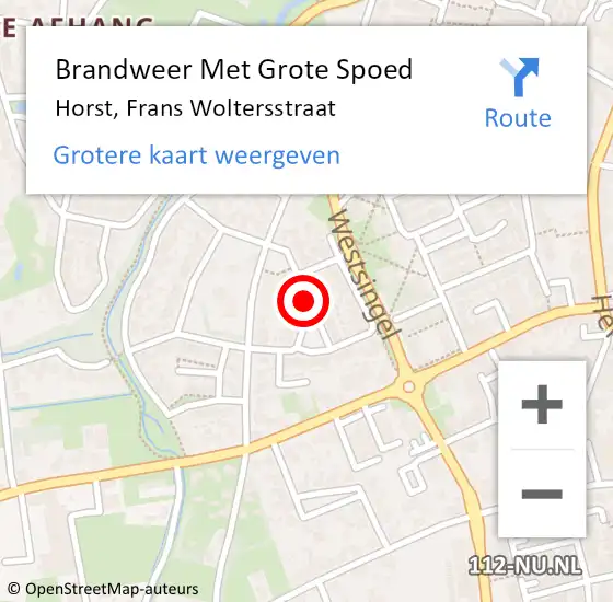 Locatie op kaart van de 112 melding: Brandweer Met Grote Spoed Naar Horst, Frans Woltersstraat op 31 maart 2016 19:33