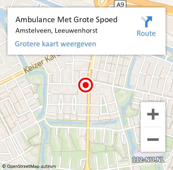 Locatie op kaart van de 112 melding: Ambulance Met Grote Spoed Naar Amstelveen, Leeuwenhorst op 31 maart 2016 20:02