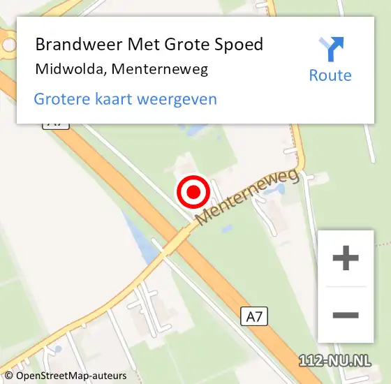 Locatie op kaart van de 112 melding: Brandweer Met Grote Spoed Naar Midwolda, Menterneweg op 31 maart 2016 21:28