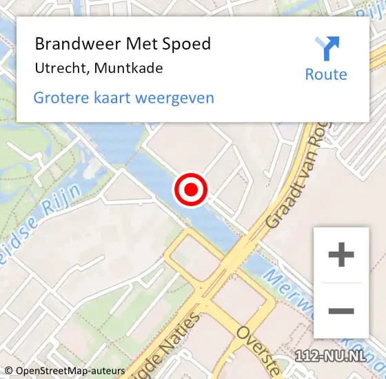 Locatie op kaart van de 112 melding: Brandweer Met Spoed Naar Utrecht, Muntkade op 1 april 2016 02:54