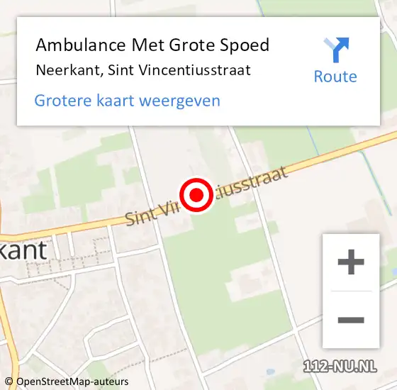 Locatie op kaart van de 112 melding: Ambulance Met Grote Spoed Naar Neerkant, Sint Vincentiusstraat op 1 april 2016 04:17