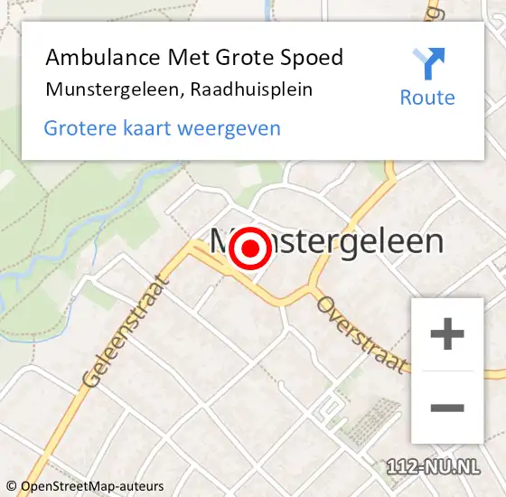 Locatie op kaart van de 112 melding: Ambulance Met Grote Spoed Naar Munstergeleen, Raadhuisplein op 10 december 2013 15:45