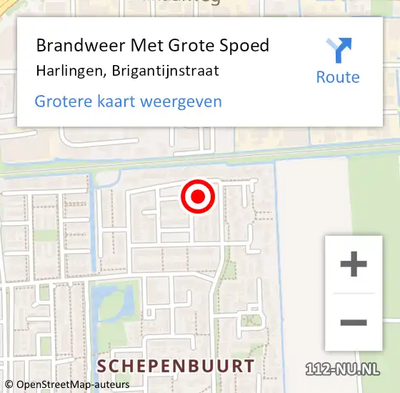 Locatie op kaart van de 112 melding: Brandweer Met Grote Spoed Naar Harlingen, Brigantijnstraat op 10 december 2013 15:46