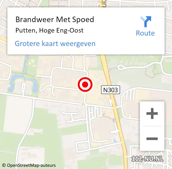 Locatie op kaart van de 112 melding: Brandweer Met Spoed Naar Putten, Hoge Eng-Oost op 1 april 2016 07:27