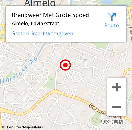 Locatie op kaart van de 112 melding: Brandweer Met Grote Spoed Naar Almelo, Bavinkstraat op 10 december 2013 15:48