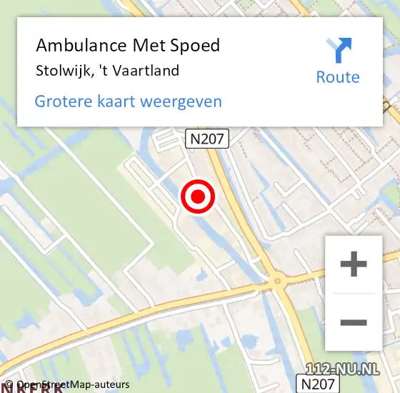 Locatie op kaart van de 112 melding: Ambulance Met Spoed Naar Stolwijk, 't Vaartland op 1 april 2016 09:01