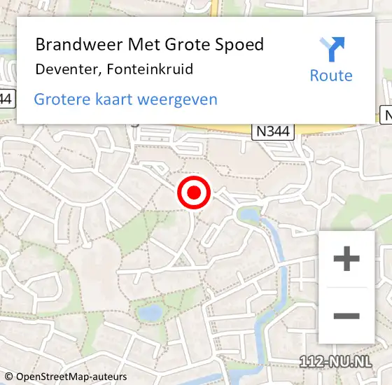 Locatie op kaart van de 112 melding: Brandweer Met Grote Spoed Naar Deventer, Fonteinkruid op 1 april 2016 09:50