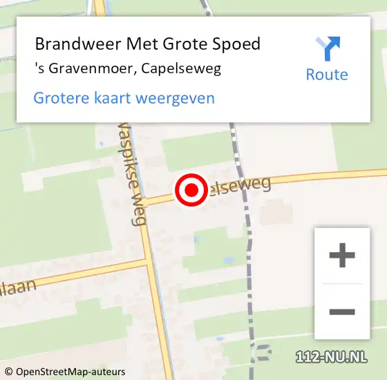 Locatie op kaart van de 112 melding: Brandweer Met Grote Spoed Naar 's Gravenmoer, Capelseweg op 10 december 2013 16:04