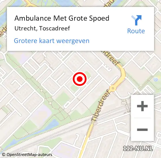 Locatie op kaart van de 112 melding: Ambulance Met Grote Spoed Naar Utrecht, Toscadreef op 10 december 2013 16:05