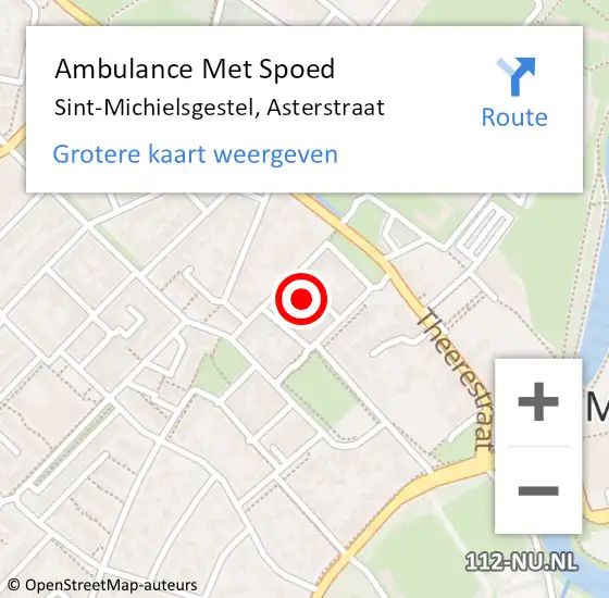 Locatie op kaart van de 112 melding: Ambulance Met Spoed Naar Sint-Michielsgestel, Asterstraat op 1 april 2016 11:07