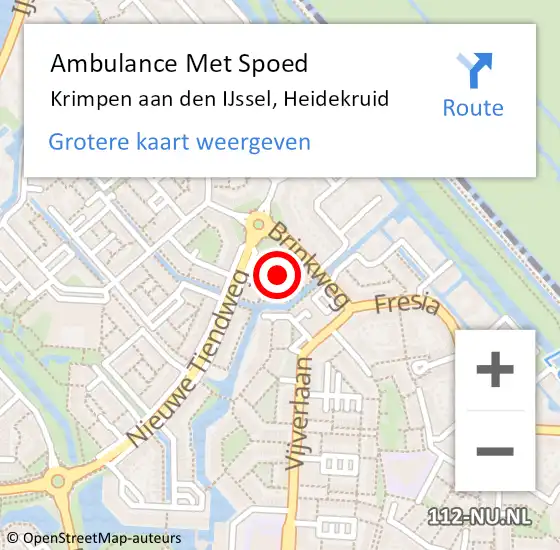 Locatie op kaart van de 112 melding: Ambulance Met Spoed Naar Krimpen aan den IJssel, Heidekruid op 1 april 2016 11:30