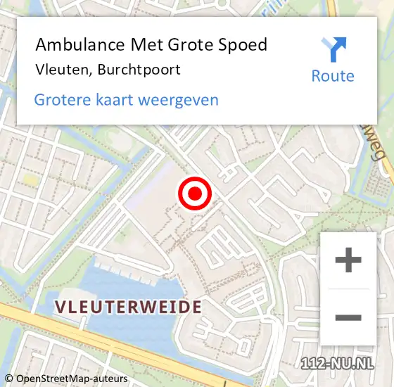 Locatie op kaart van de 112 melding: Ambulance Met Grote Spoed Naar Vleuten, Burchtpoort op 1 april 2016 11:59