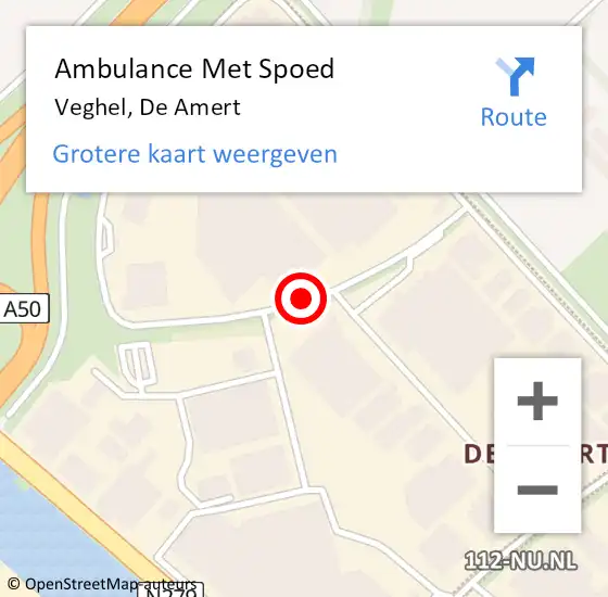 Locatie op kaart van de 112 melding: Ambulance Met Spoed Naar Veghel, De Amert op 1 april 2016 12:43
