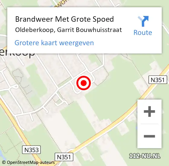 Locatie op kaart van de 112 melding: Brandweer Met Grote Spoed Naar Oldeberkoop, Garrit Bouwhuisstraat op 10 december 2013 16:15